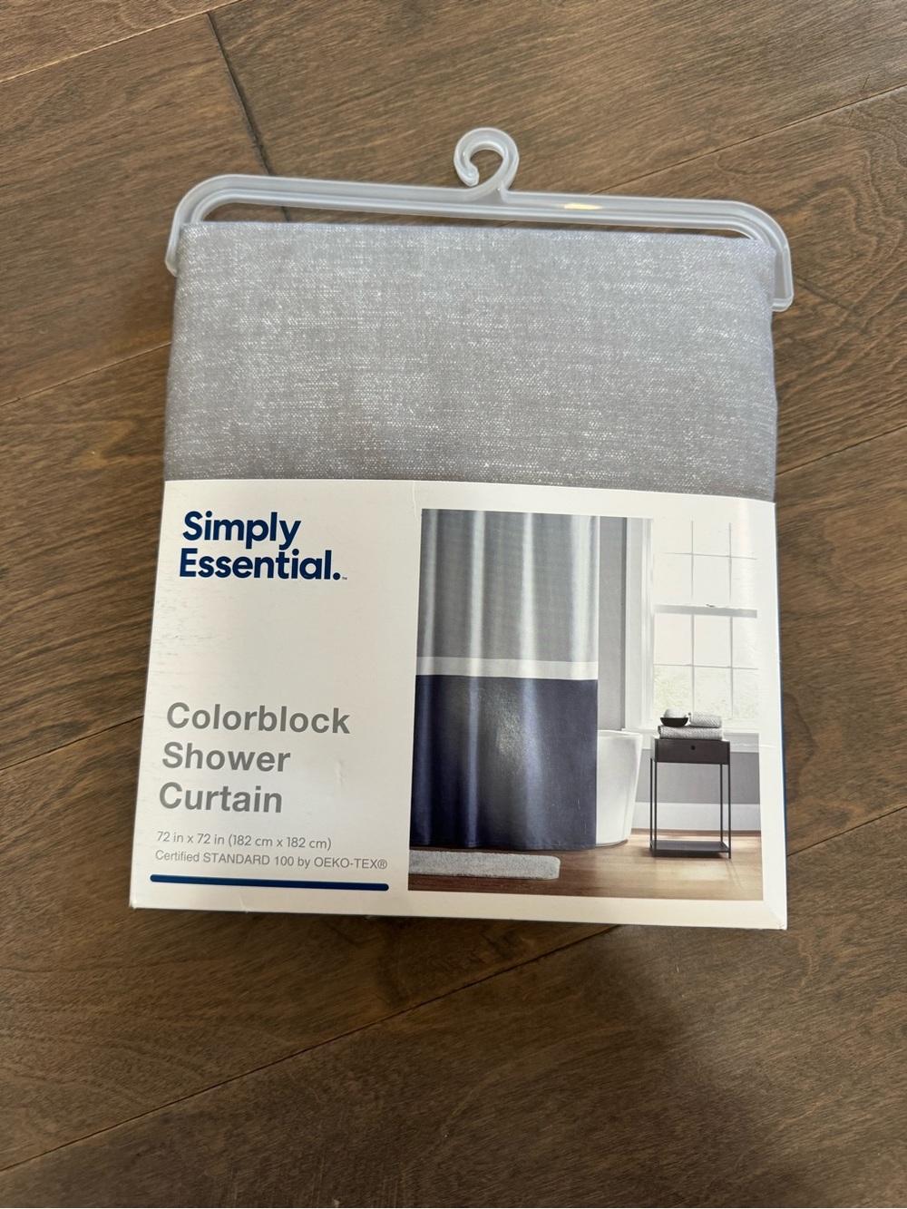 Simply Essential Colorblock Shower Curtain in Gray & Navy